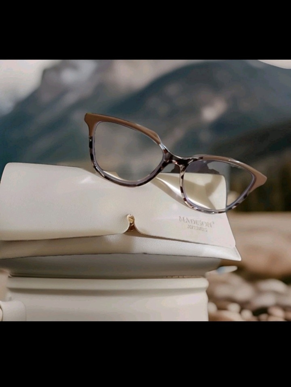 Madison Avenue Eyeglasses AU-0002R Frame Designer Khaki/Leopard print on bottom